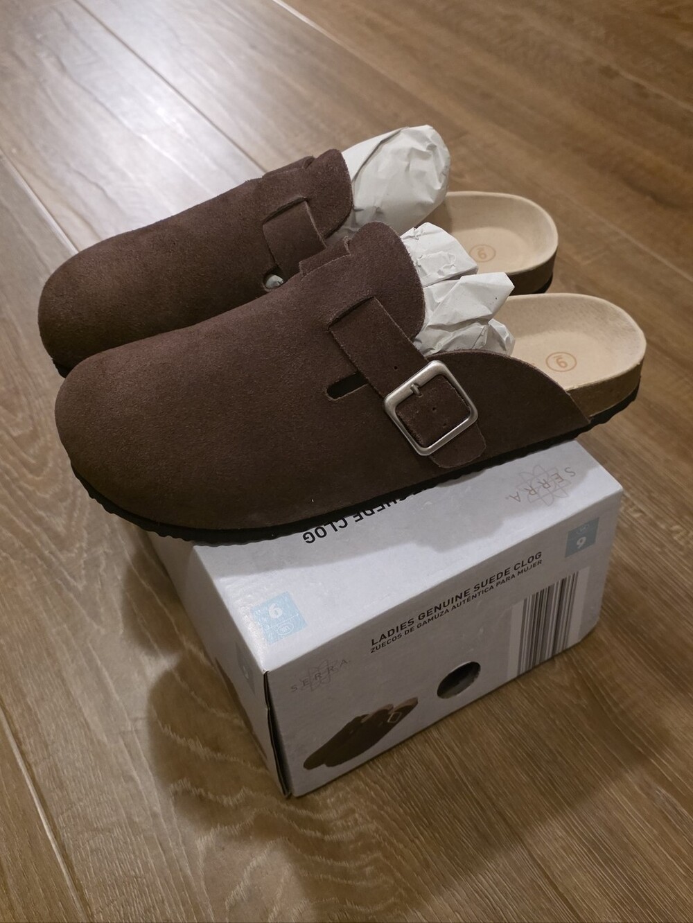 NWT SERRA Chocolate Brown Genuine Suede Clog Size 9